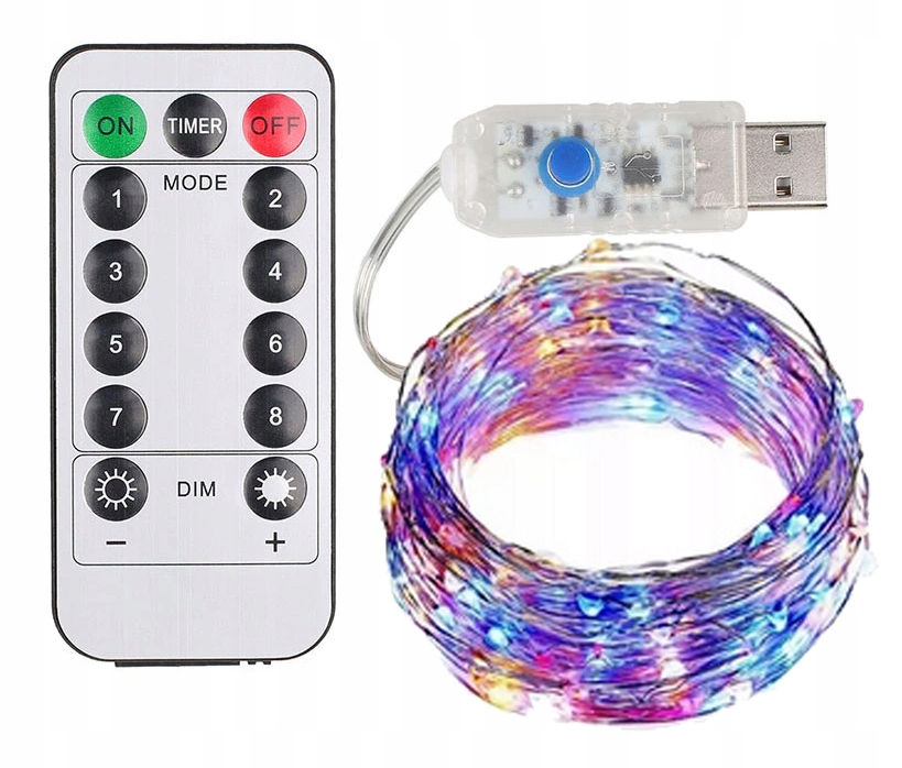 

Lampki drucik 50 led 5m Multikolor na Usb Pilot