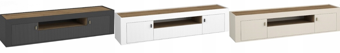 Nowoczesna Szafka RTV 177 cm Biały 2D1SZ ROSA DL 3 kolory Głębokość mebla 40.1 cm