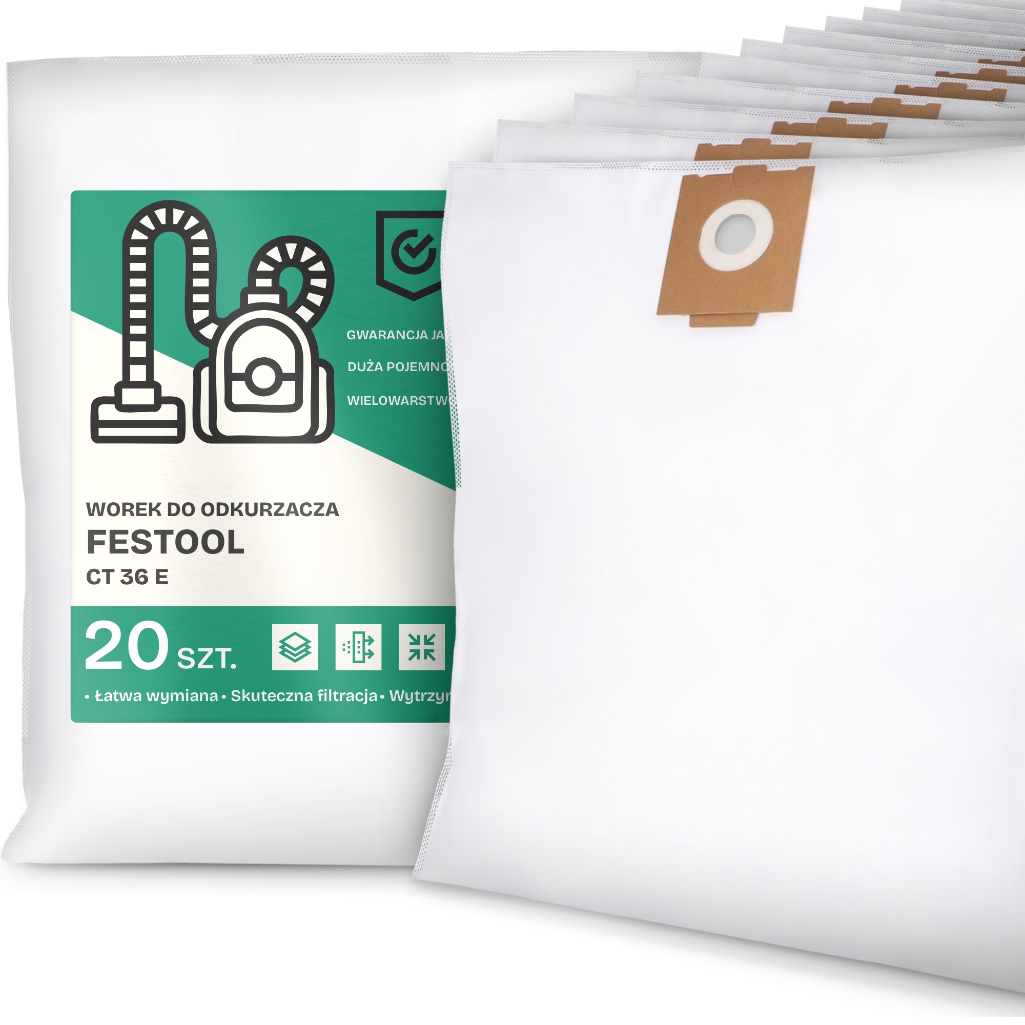 20 x Sáčky Do Vysávača Festool Ct 36 E Syntetické flízové Vrecká G9-W