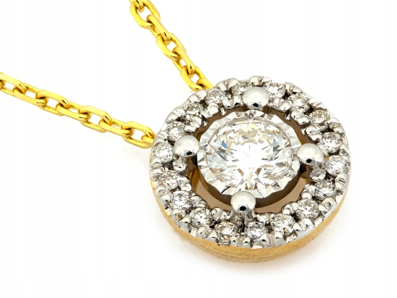 Dvoubarevný zlatý náhrdelník 585 14kt s brilianty 2.26g přívěsek jako dárek