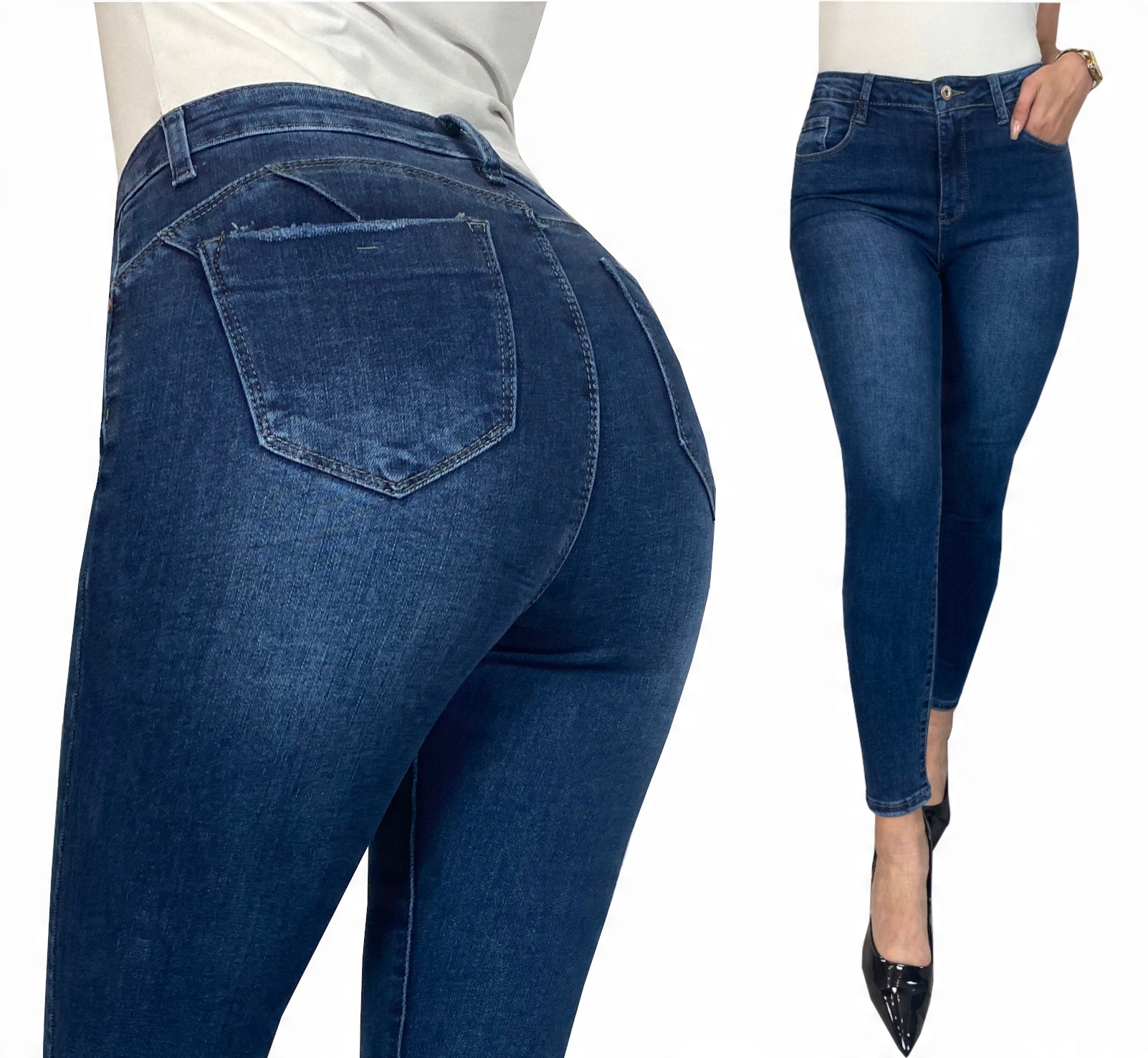 

Spodnie Damskie Jeansy Modelujące Push Up 42/XL