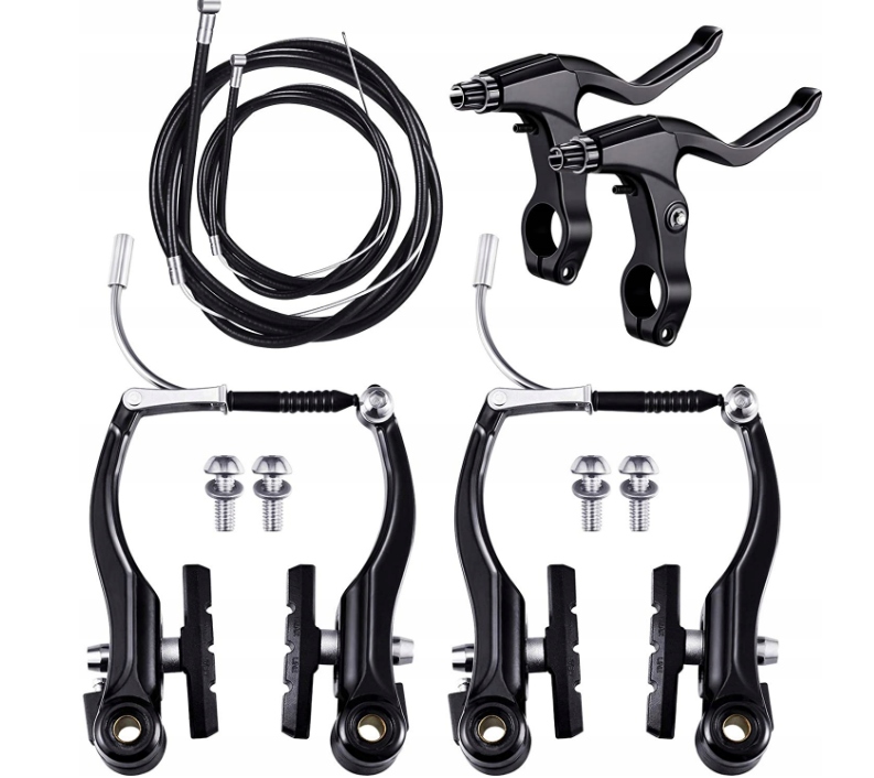 Czarny przedni i tylny rowerowy hamulec hybrydowy