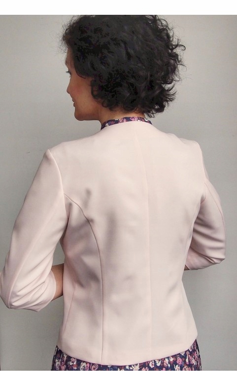 NIEZAPINANY ELEGANCKI ŻAKIET BOLERKO RÓŻOWY 44 Odcień blady róż