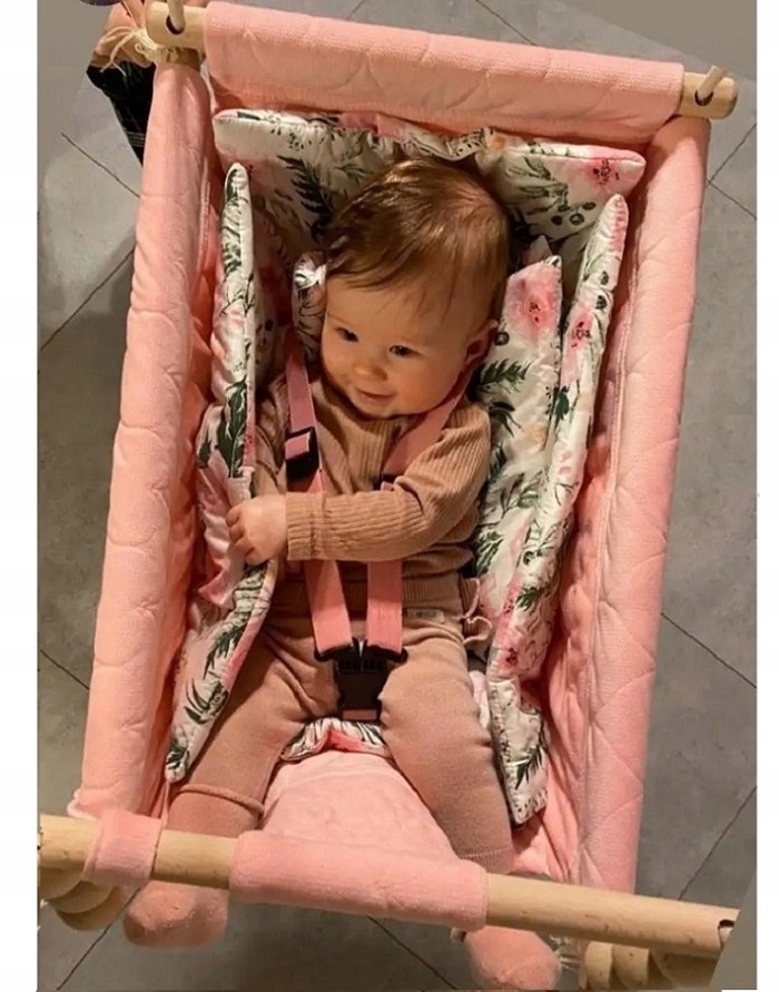 Huśtawka 3w1 dla dzieci Bujak Kołyska VELVET Szara KIDABOO pikowana CE PAS Waga produktu z opakowaniem jednostkowym 3 kg