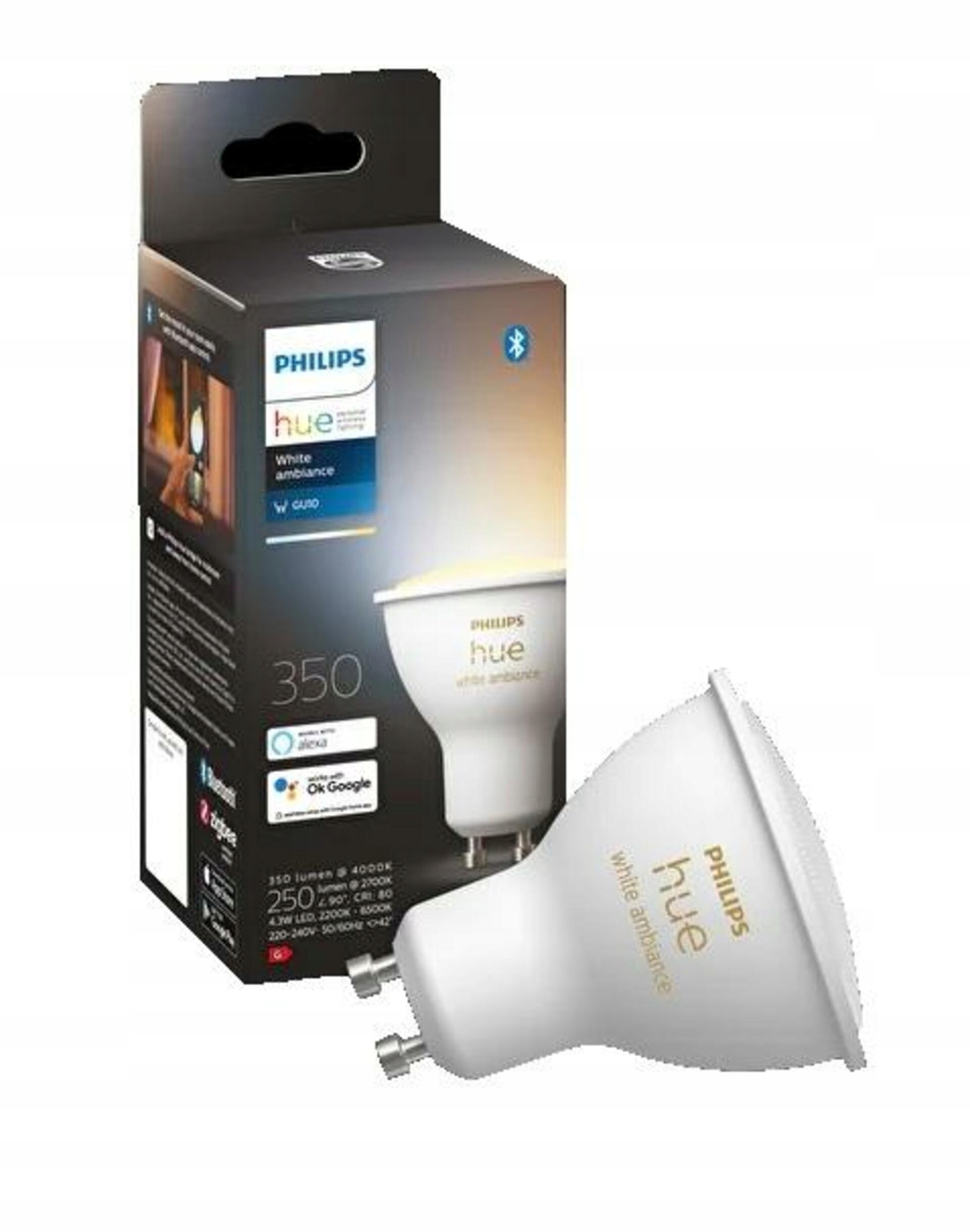 Philips Hue Bluetooth Led White Ambiance GU10 4.3W, 250lm, 2200K-6500K, stm