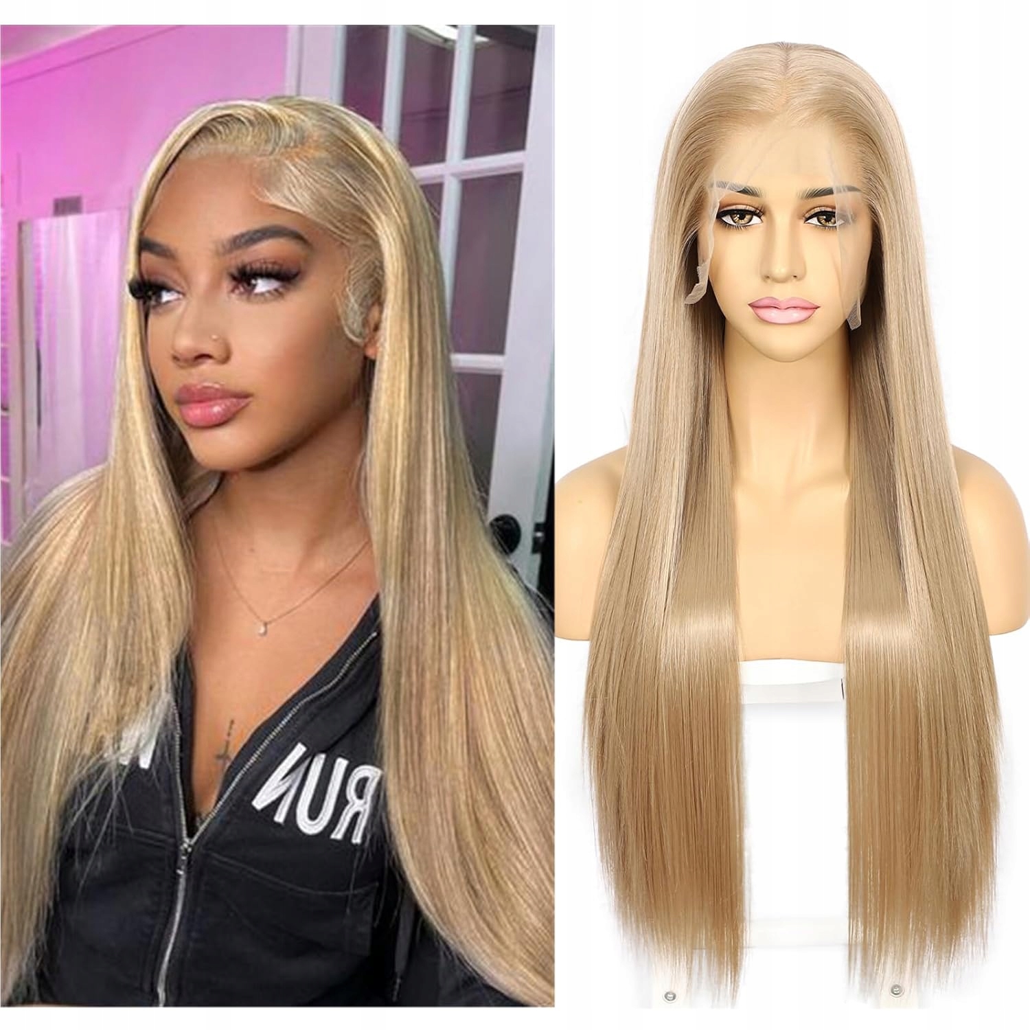 Blondová paruka Sapphirewigs 13x6 lace front dlouhá rovná 150% 66 cm