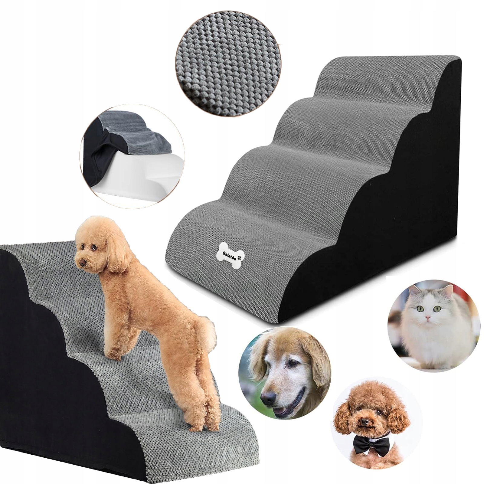 Levně Schůdky Pro Psa Kočku Pro Vstup Do Plošina 4 Stupně Mírné, Stabilní Rampa