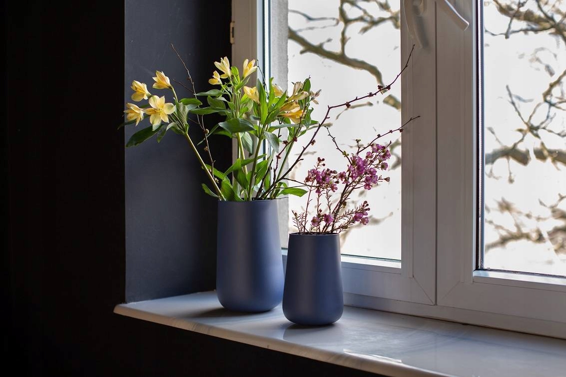 Zestaw wazonów WL-111 + WL-111A Niebieski Mat Materiał szkło