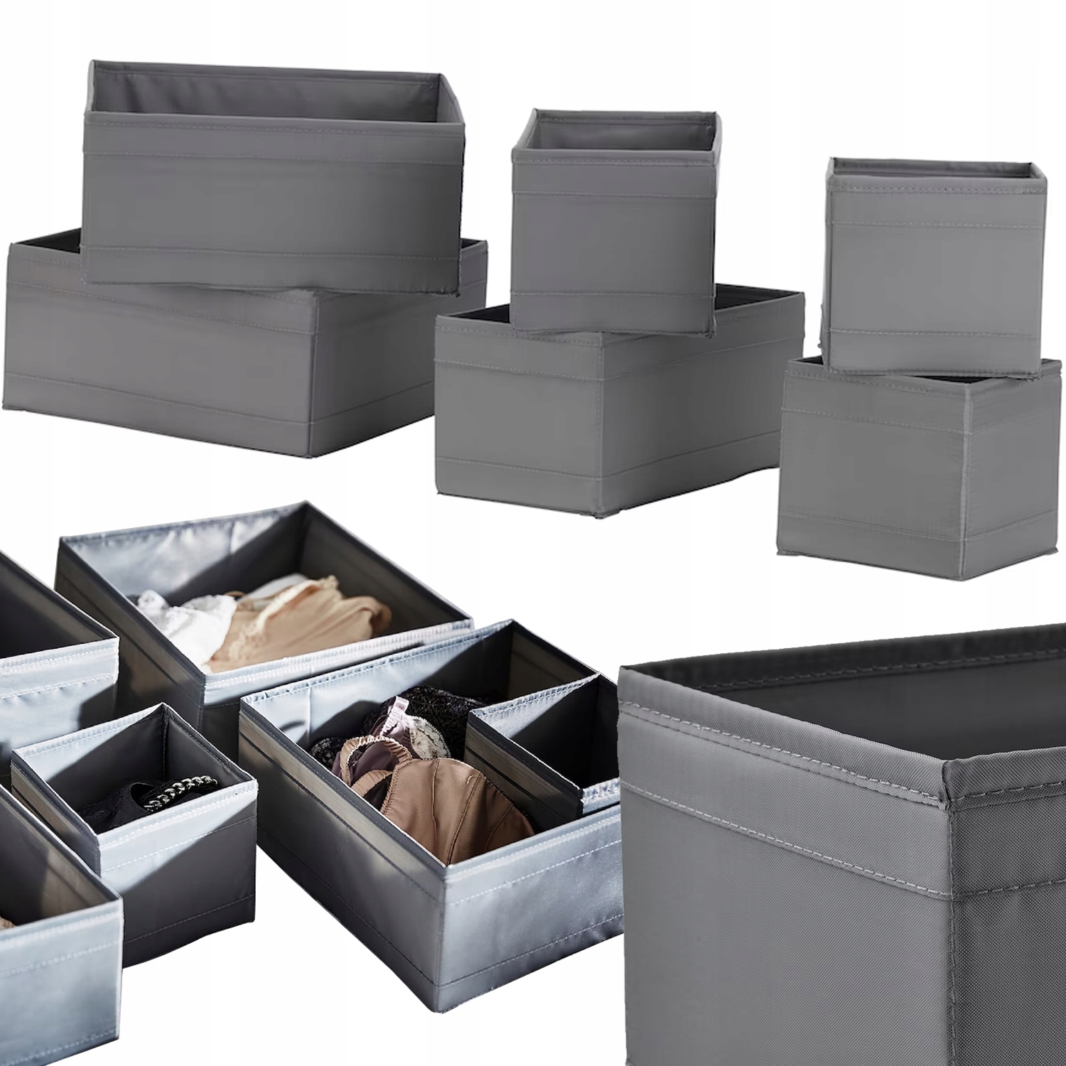 

Ikea Komplet Pojemników Skubb Pudełko Szary 6SZT