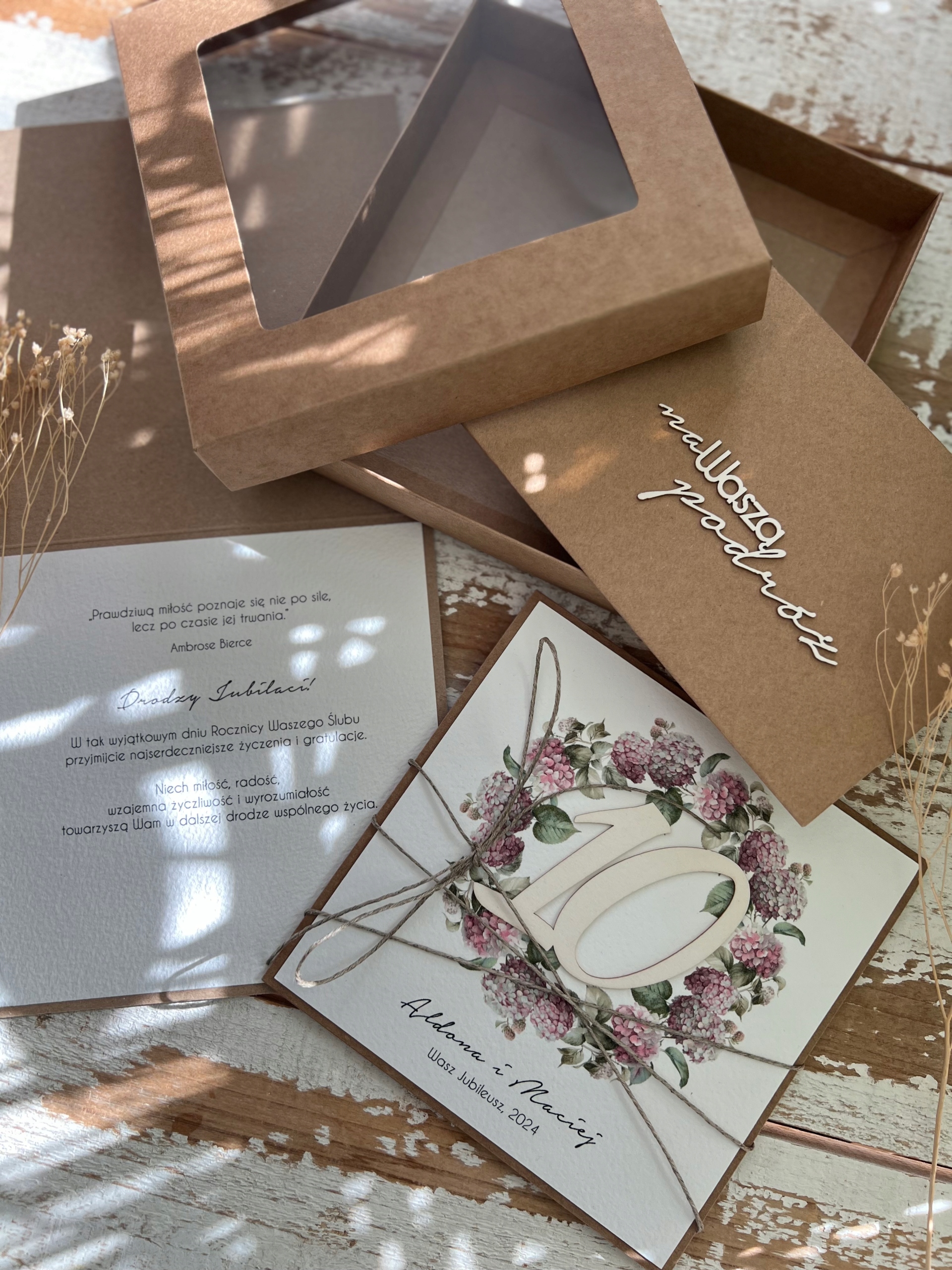 Ručně vyráběné přání s personalizací k 10. výročí svatby dárek