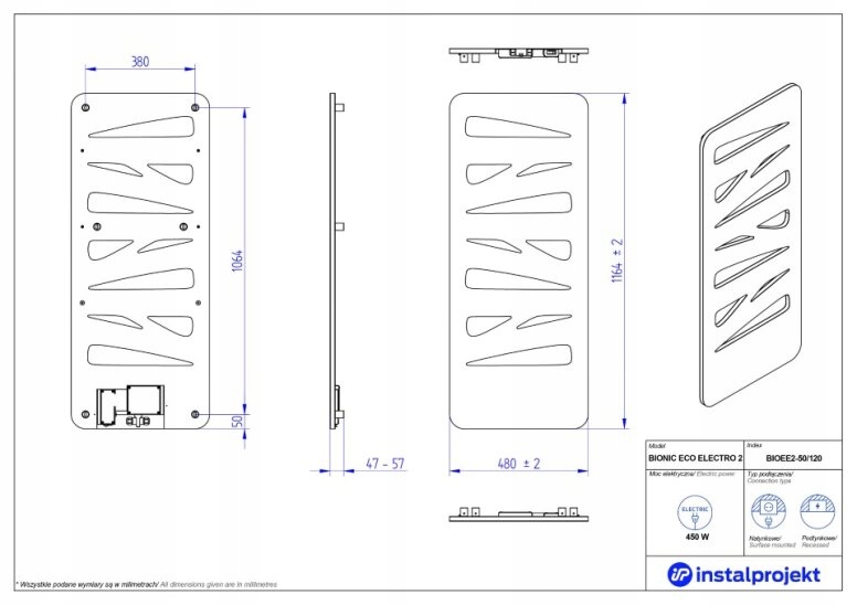 INSTAL PROJEKT BIONIC 2 elektryczny 50x120cm Marka Instal Projekt