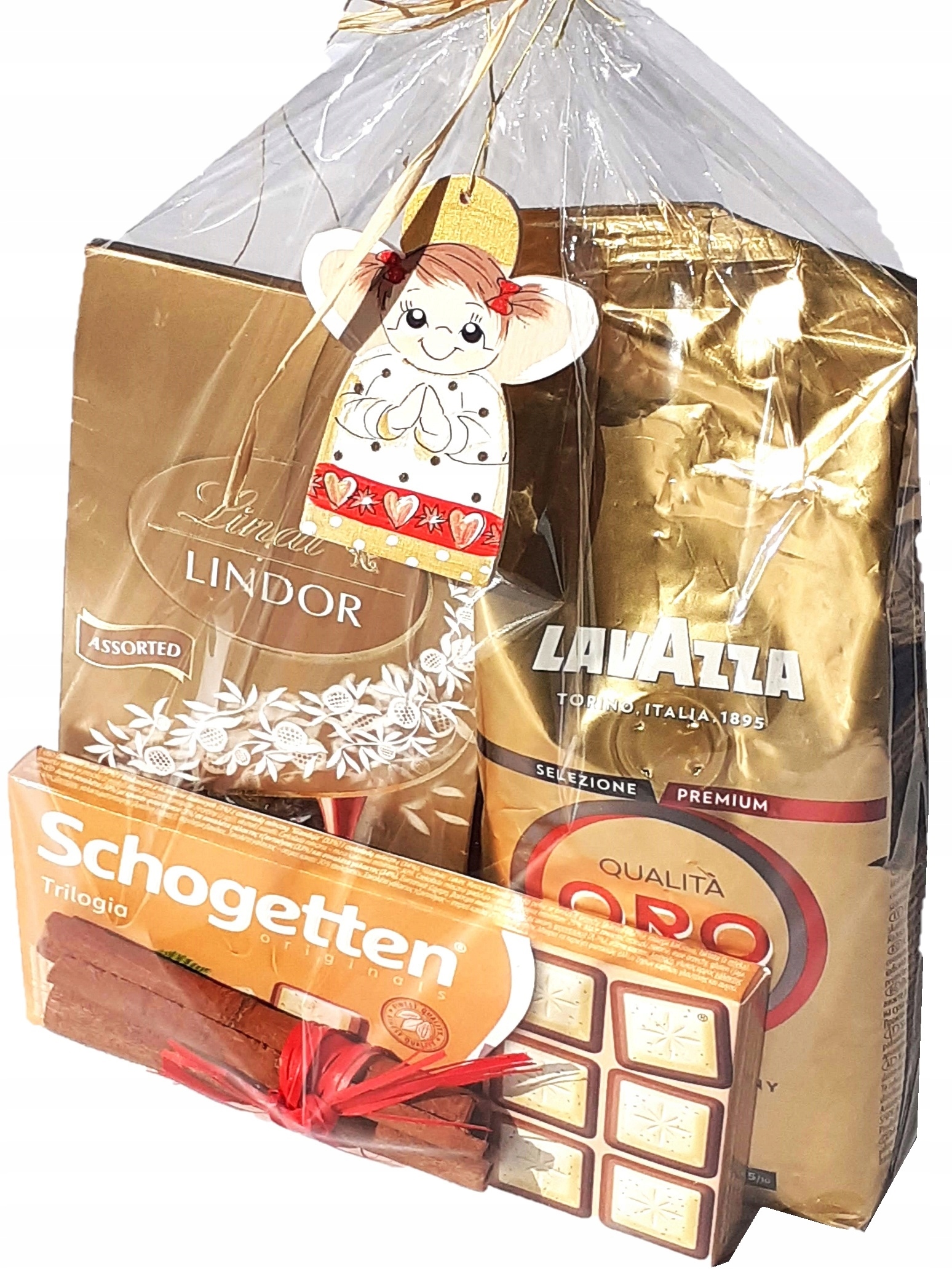 Levně Dárková sada s ručně malovaným mini andílkem a Lindt Lavazza