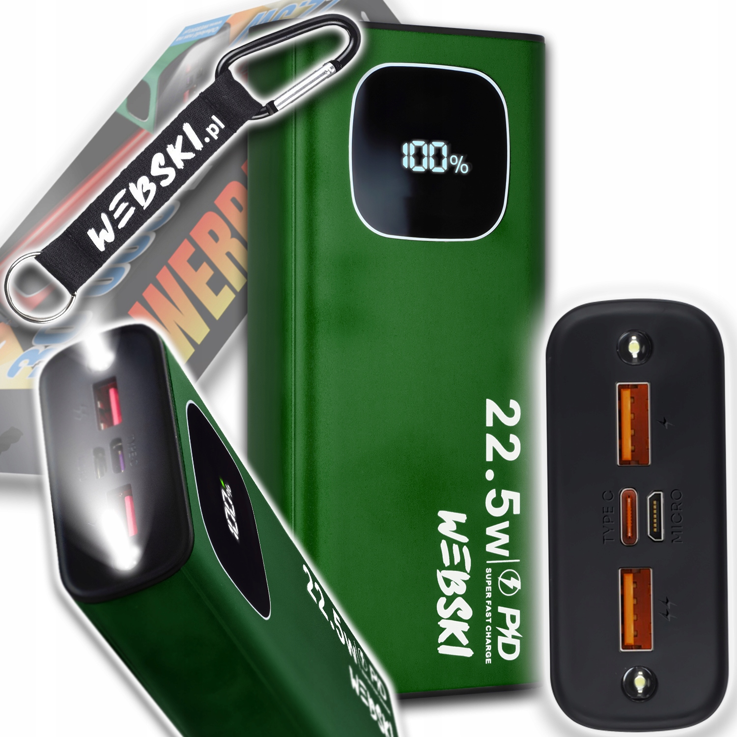 Výkonná Hliníková Powerbanka 30000 mAh PowerDelivery 20W 3xUSB Usb-c Qc LCD