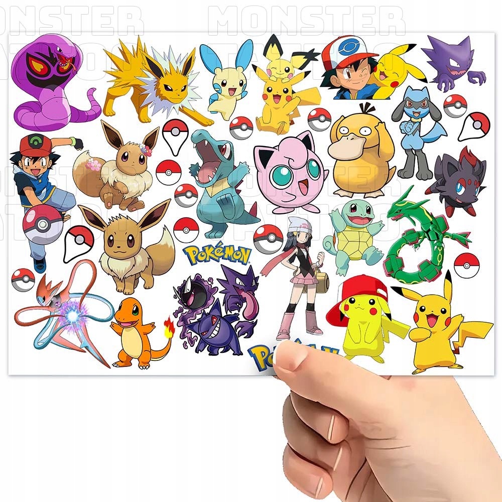 TATUAŻE DLA DZIECI ZMYWALNE TYMCZASOWE POKEMON WZORY ZESTAW JAKOŚĆ Marka bez marki