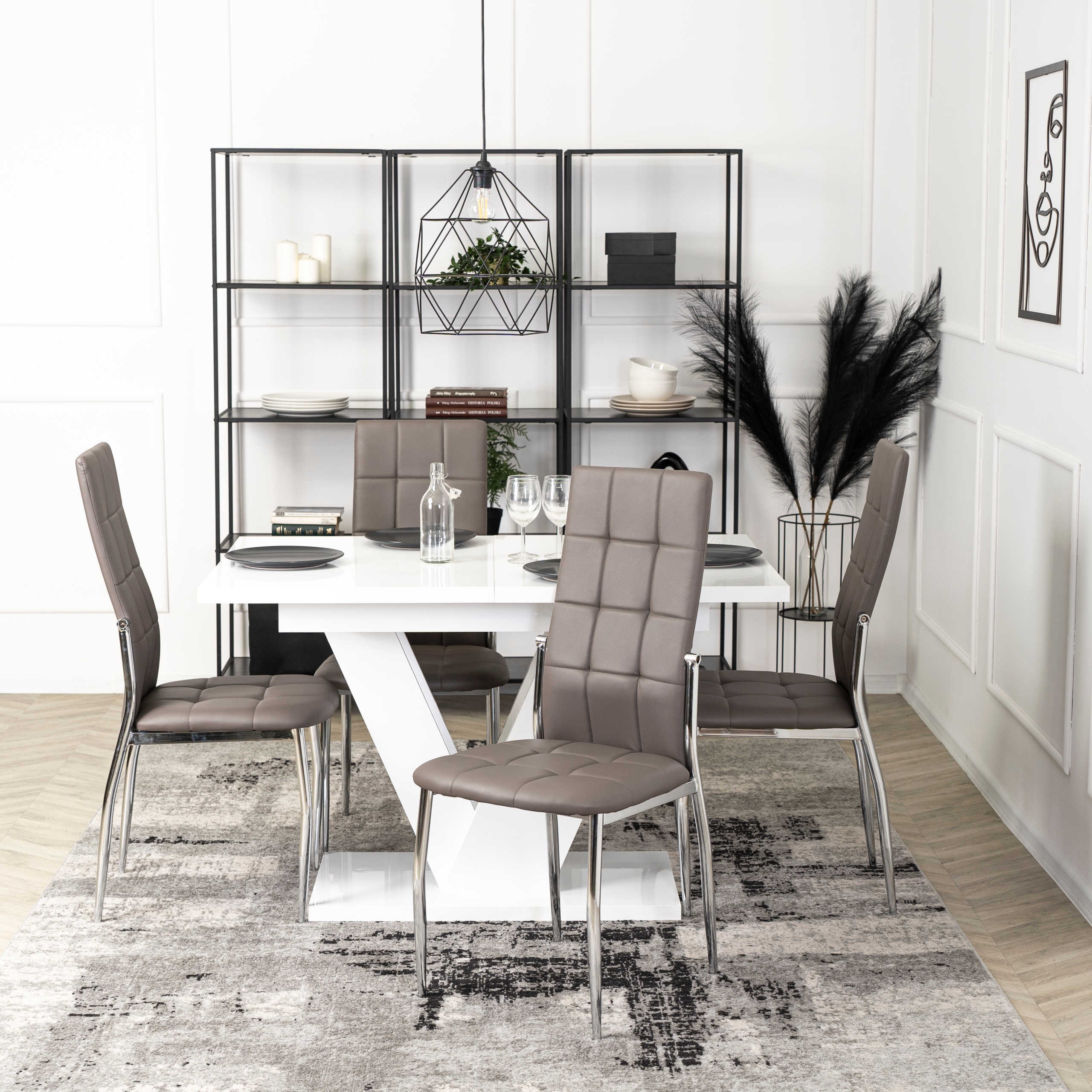 Krzesło MOLLY – ekoskóra popielata, nogi chrom