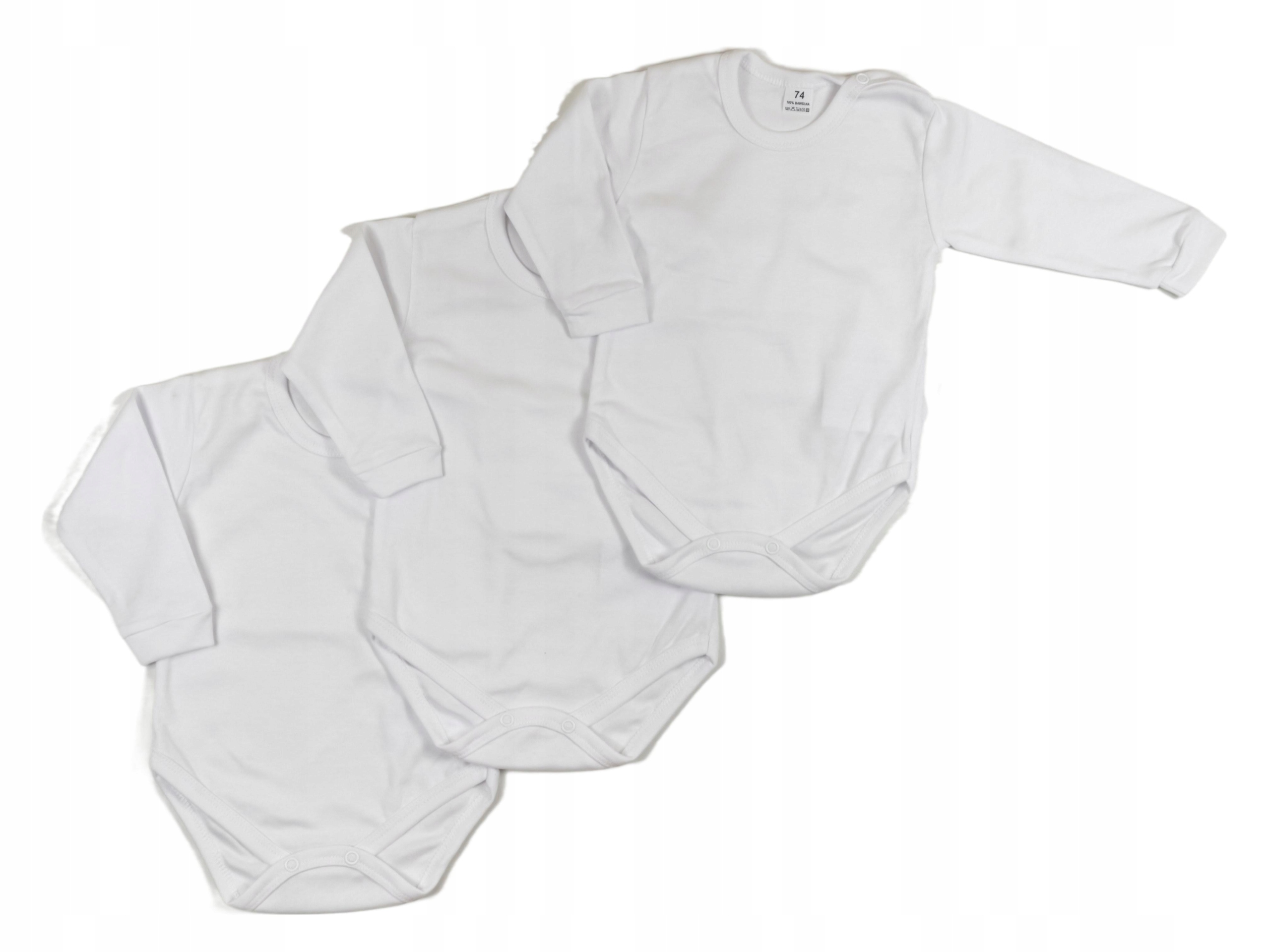 

Body Niemowlęce długi rękaw 3pack Białe 74