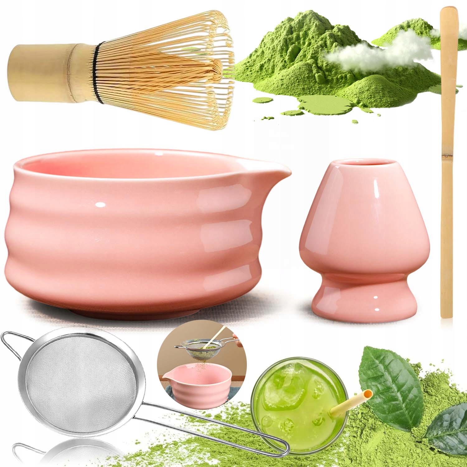 Levně Bambusový Dárková Sada Čaje Matchy Chashaku Šlehací Metla Lžíce Matcha