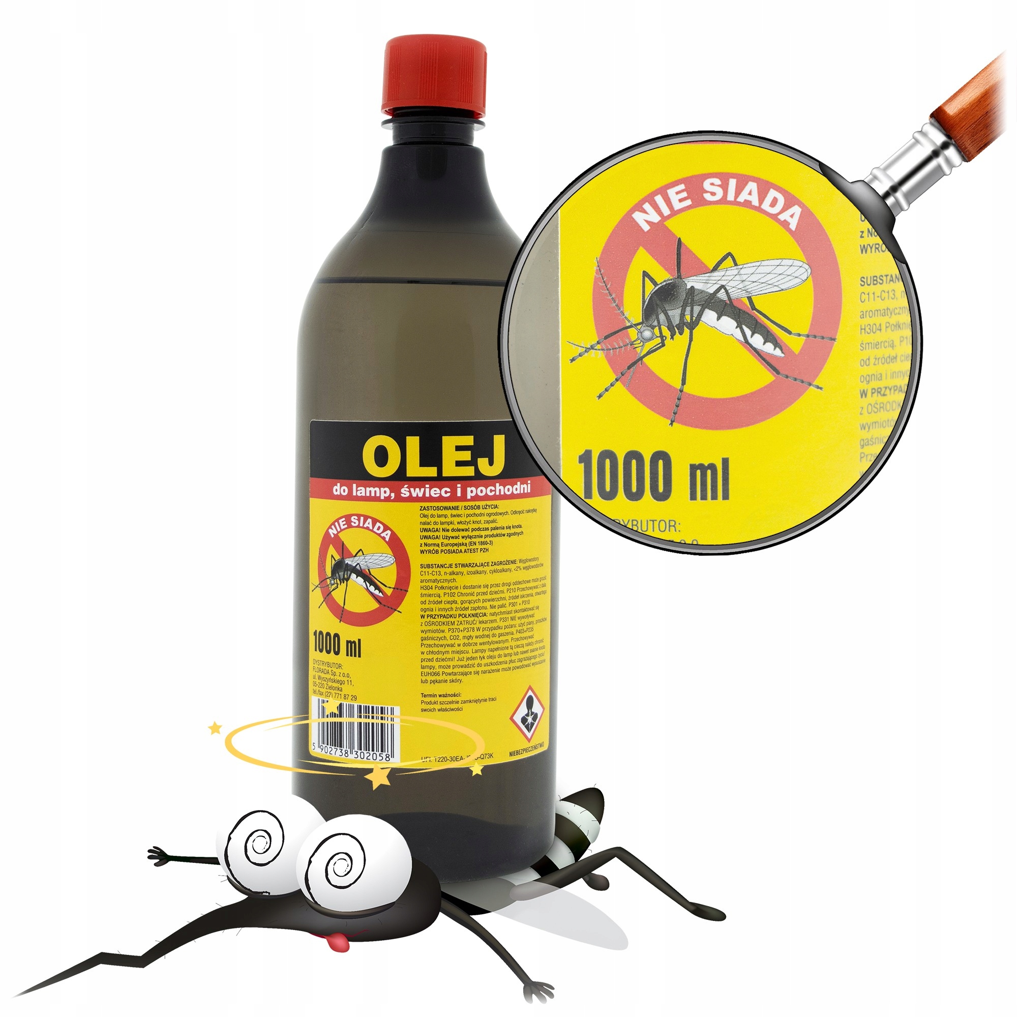 Olej parafinowy do lamp Świec i pochodni przeciw komarom 1L KOMAR NIE SIADA