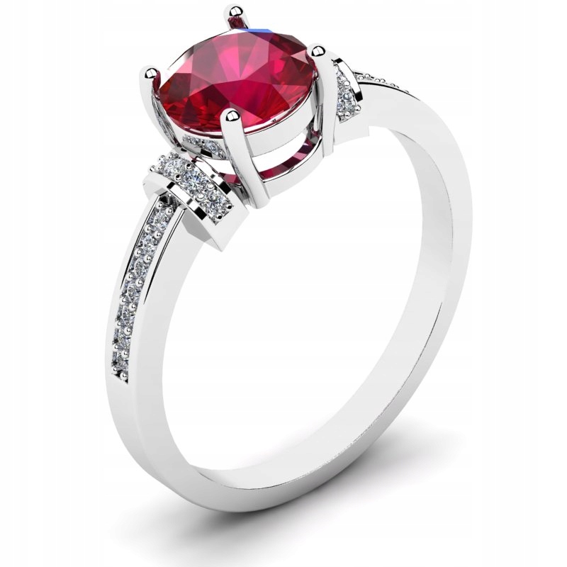 

Pierścionek Z Białego Złota Zaręczynowy Z Rubinową