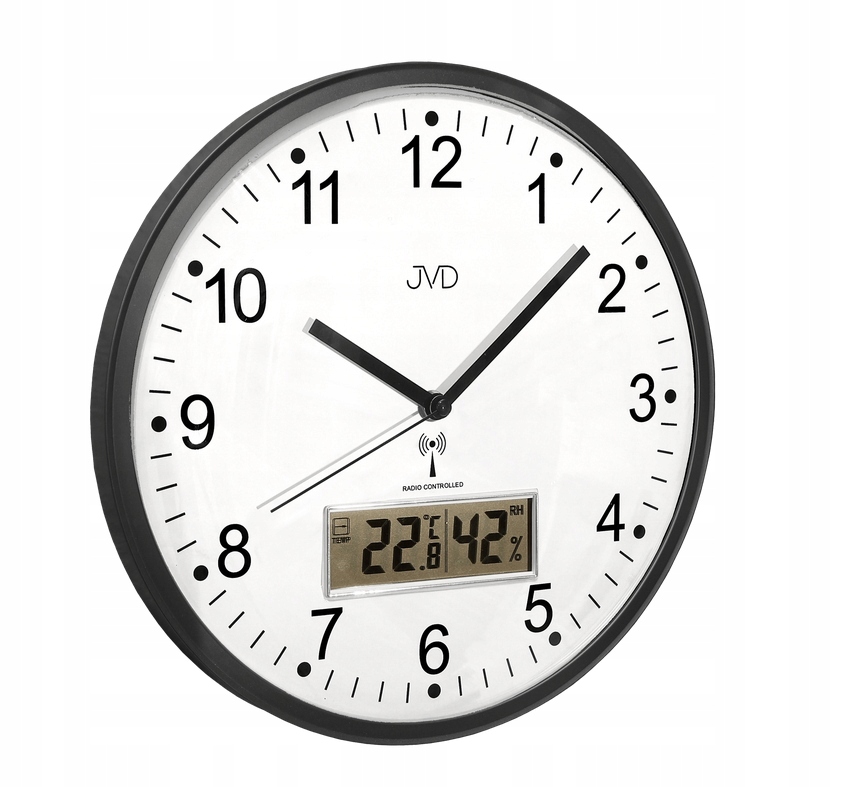 Hodiny Radiocontrol Jvd RH78.2 Teploměr Vlhkoměr Průměr 30 cm grafitový