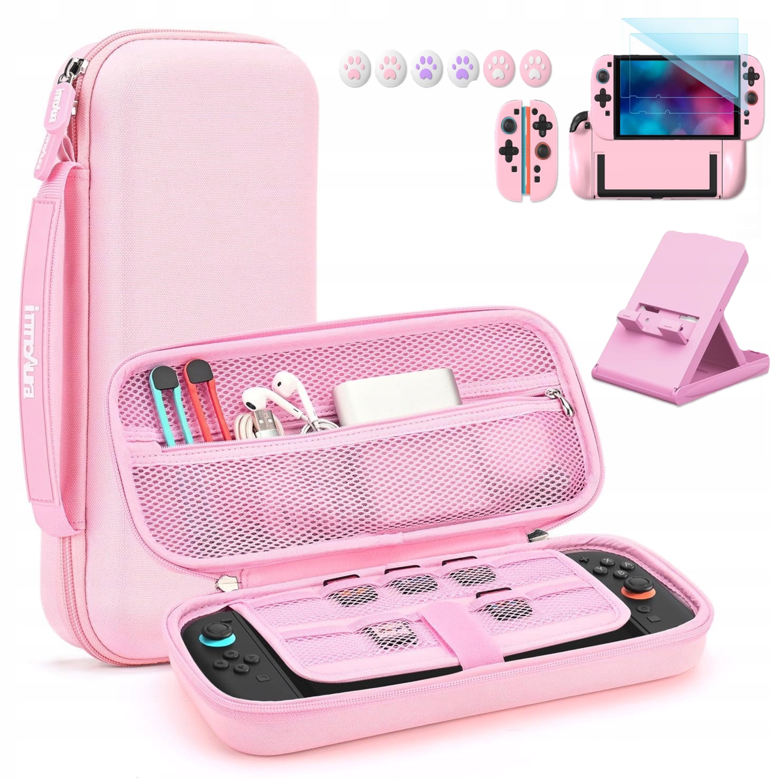 ETUI DO NINTENDO SWITCH 1 WZMOCNIONY CASE OBUDOWA DUŻY ZESTAW RÓŻ