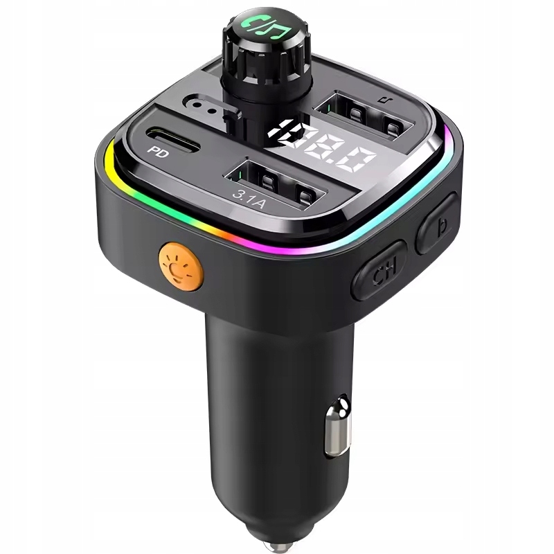 transmiter bluetooth FM samochodowy USB-C,FUNKCJA ROZMOWY AUX 3,1 A