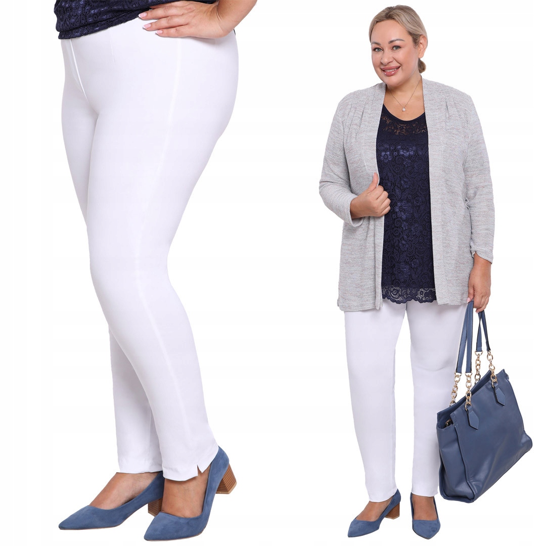 Bílé kalhoty se zúženou nohavicí plus size velikost 56