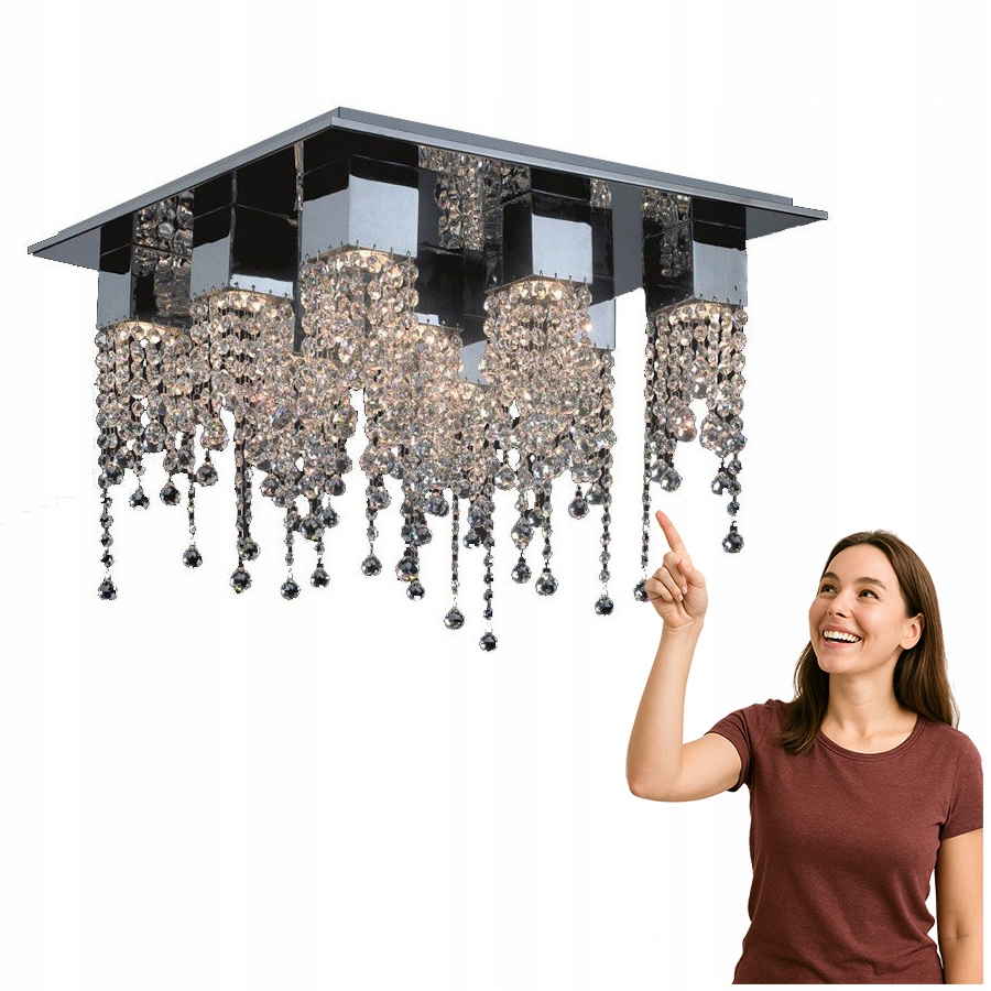 Glamour Stropná lampa Larix Chrom 9xGU10 Italux