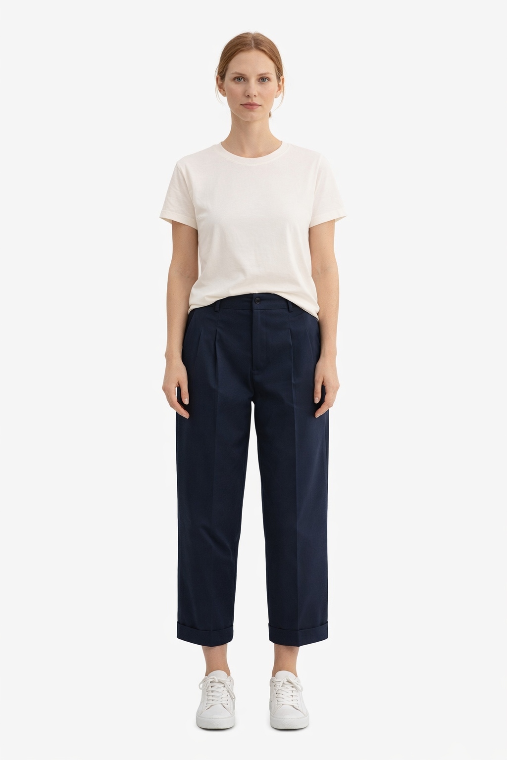 Lauren Ralph Lauren Modré Chinos Kalhoty S Manžetami 36 I4C