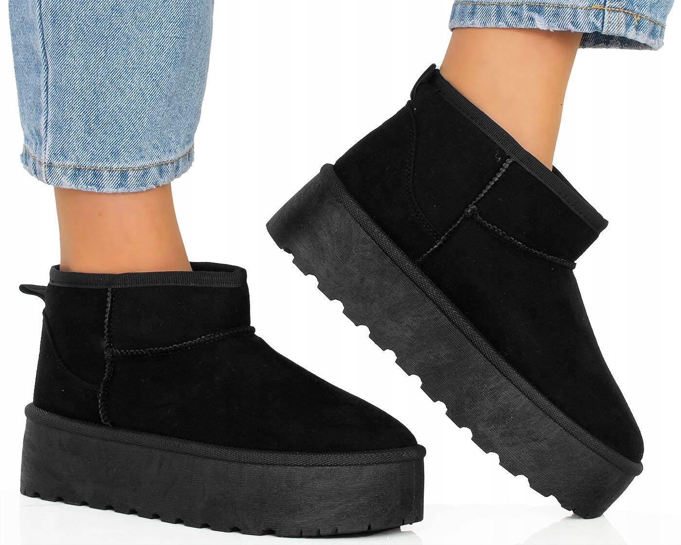 7684 CZARNE OCIEPLANE BOTKI ŚNIEGOWCE PLATFORMA 39 Kolekcja jesień/zima