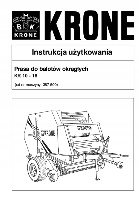 Krone KR 10 - 16 - instrukcja obsługi PL