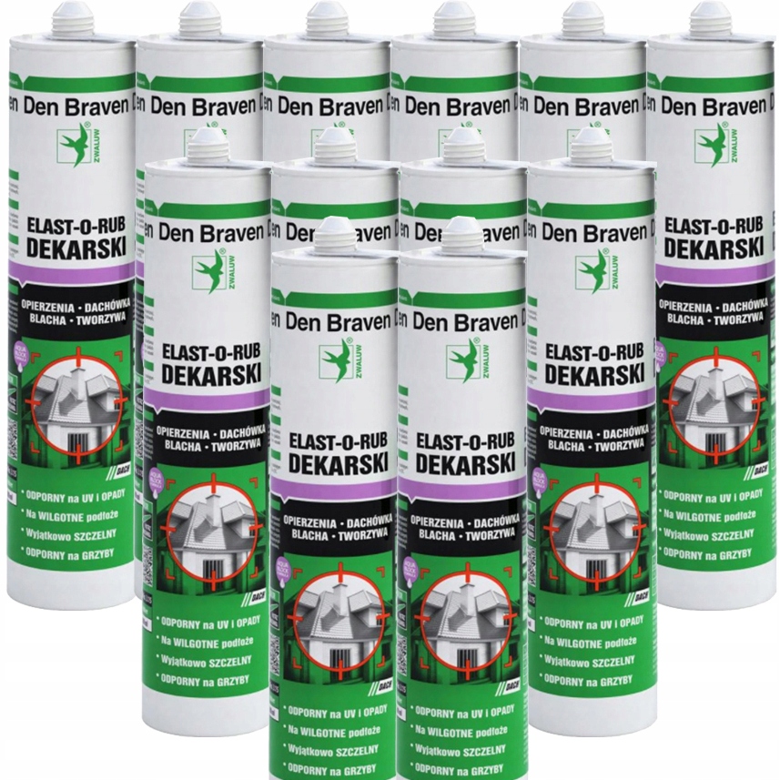 

12x Den Braven Elastorub Uszczelniacz Dekarski 280