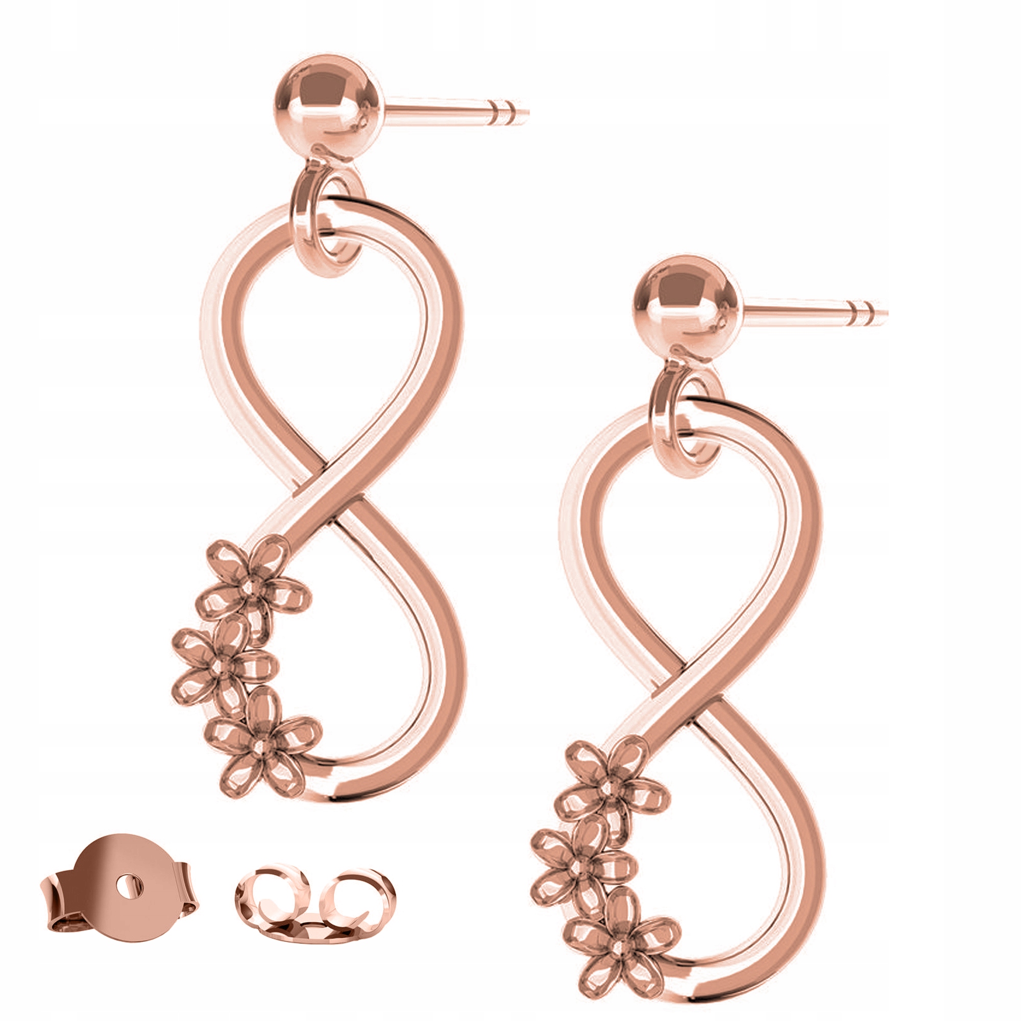 Náušnice Infinity Květ růžové zlato 925
