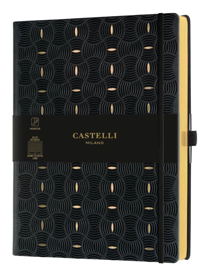 Notatnik B5 Castelli w linie notes czarny Decory Gold tłoczony złotem
