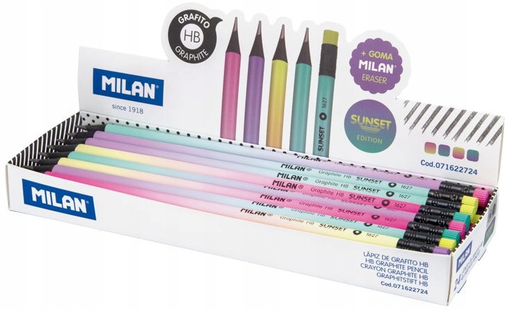 Ołówek z gumką Milan Sunset HB okrągły Twardość HB