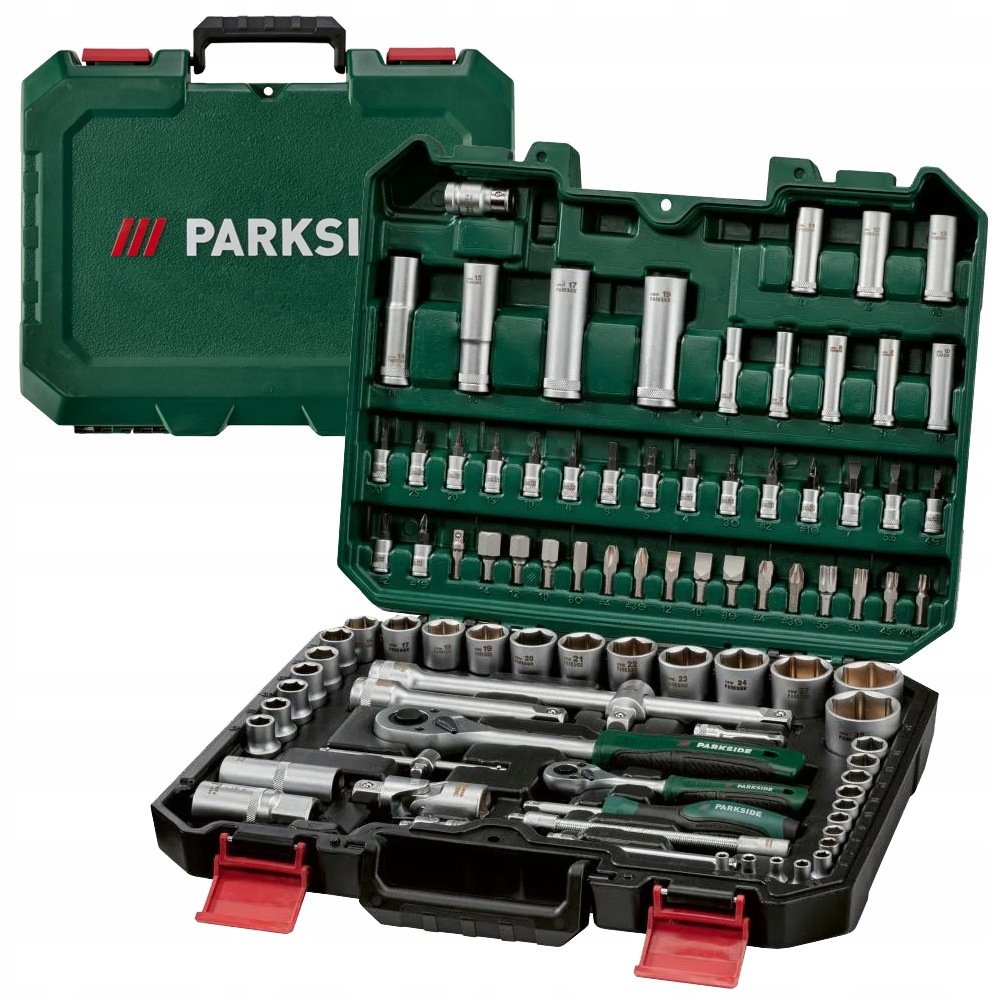 Sada Nástrčných Kľúčov Parkside 2x Račňa Na Náradie 94 Ks