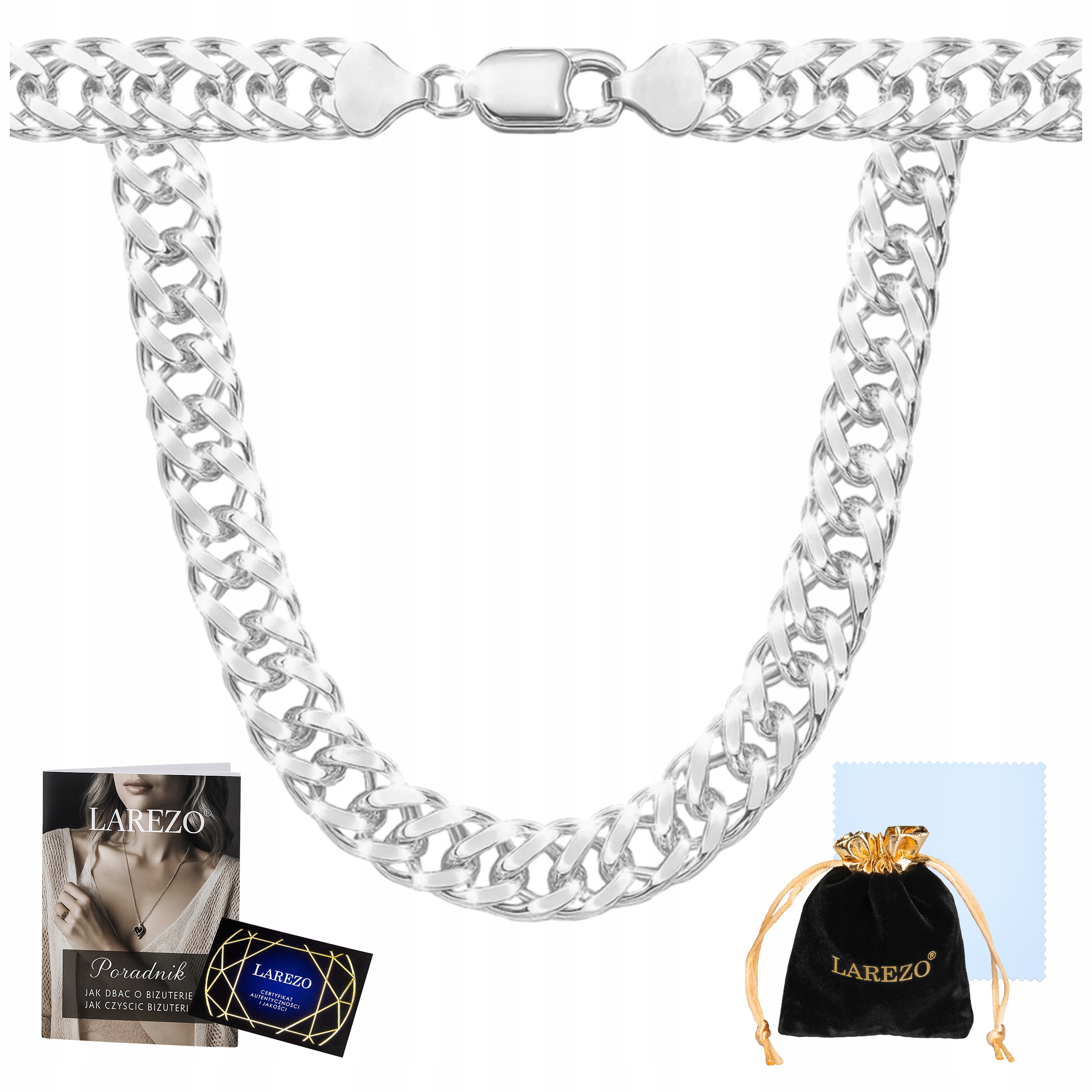 Stříbrný Řetízek Pánský Rombo 50 cm Dvojitá Pancr Tlustý Řetěz 4,5 mm