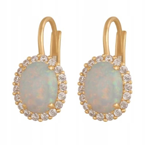 Náušnice zlaté pro ženu 585 s opálem 3.00 g šířka 8.90 mm elegantní 14k