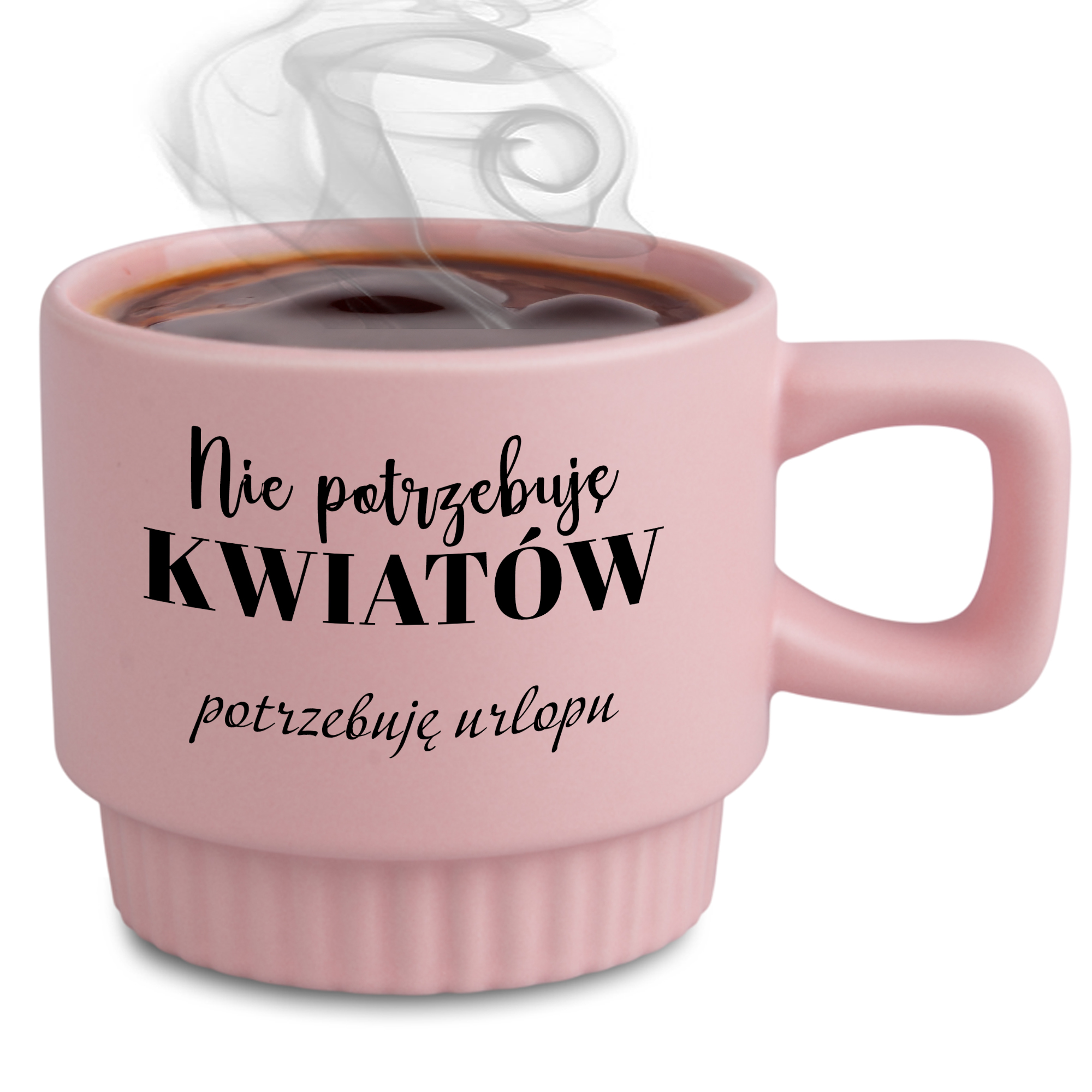 Ryflovaný hrnček Ružový Nepotrebujem Kvety Darček pre priateľku