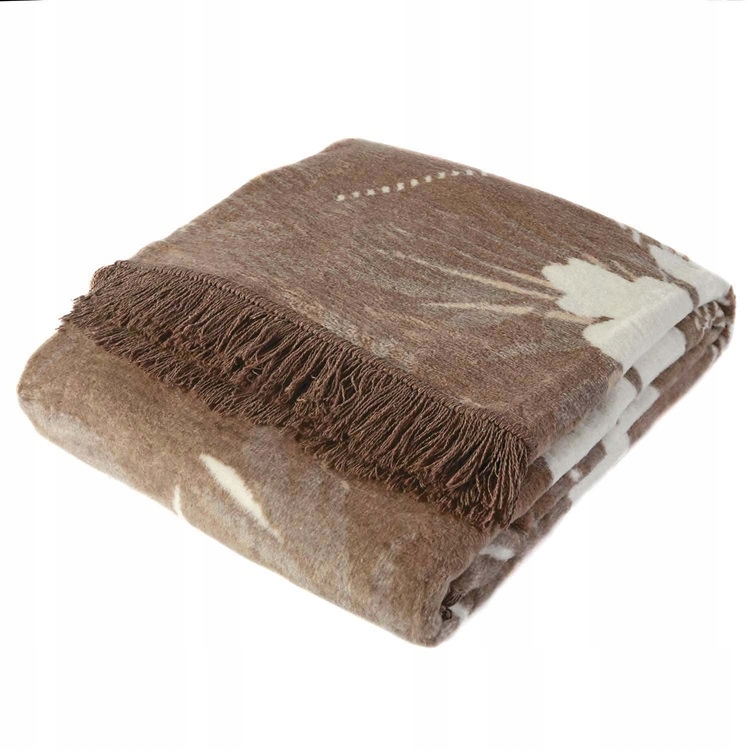 Bavlněná deka s třásněmi 150x200 Ps2071b hnědé listy