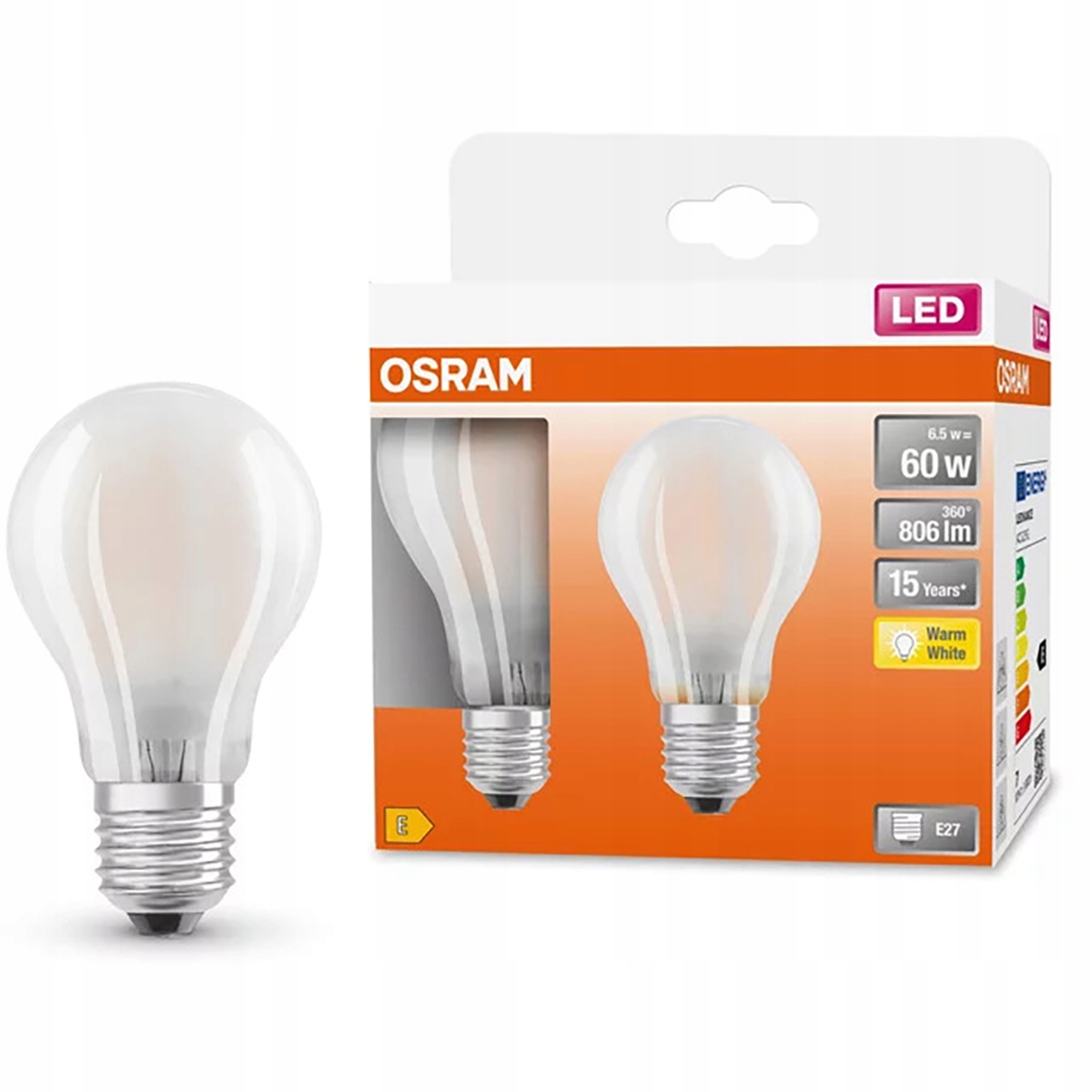 

2x Żarówka Led A60 E27 6,5W 60W 806lm Osram 2700K
