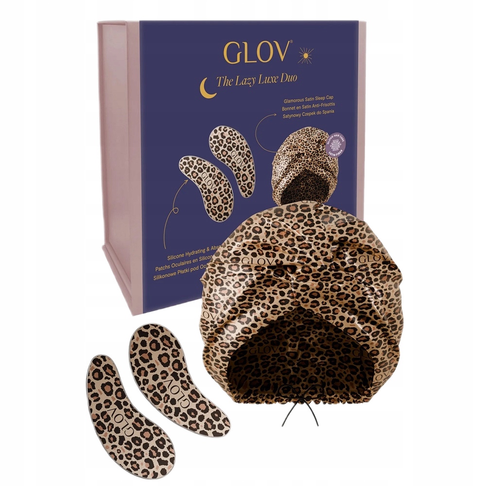 Glov The Lazy Luxe Duo silikonové náplasti pod oči, saténová čepice na spaní