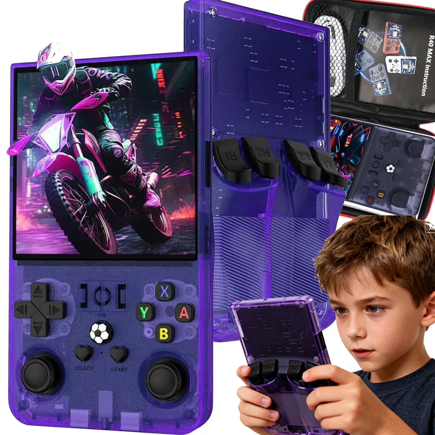 Přenosná Mobilní Herní Konzole Retro 18000 Games Linux 64GB Gameboy Dárek