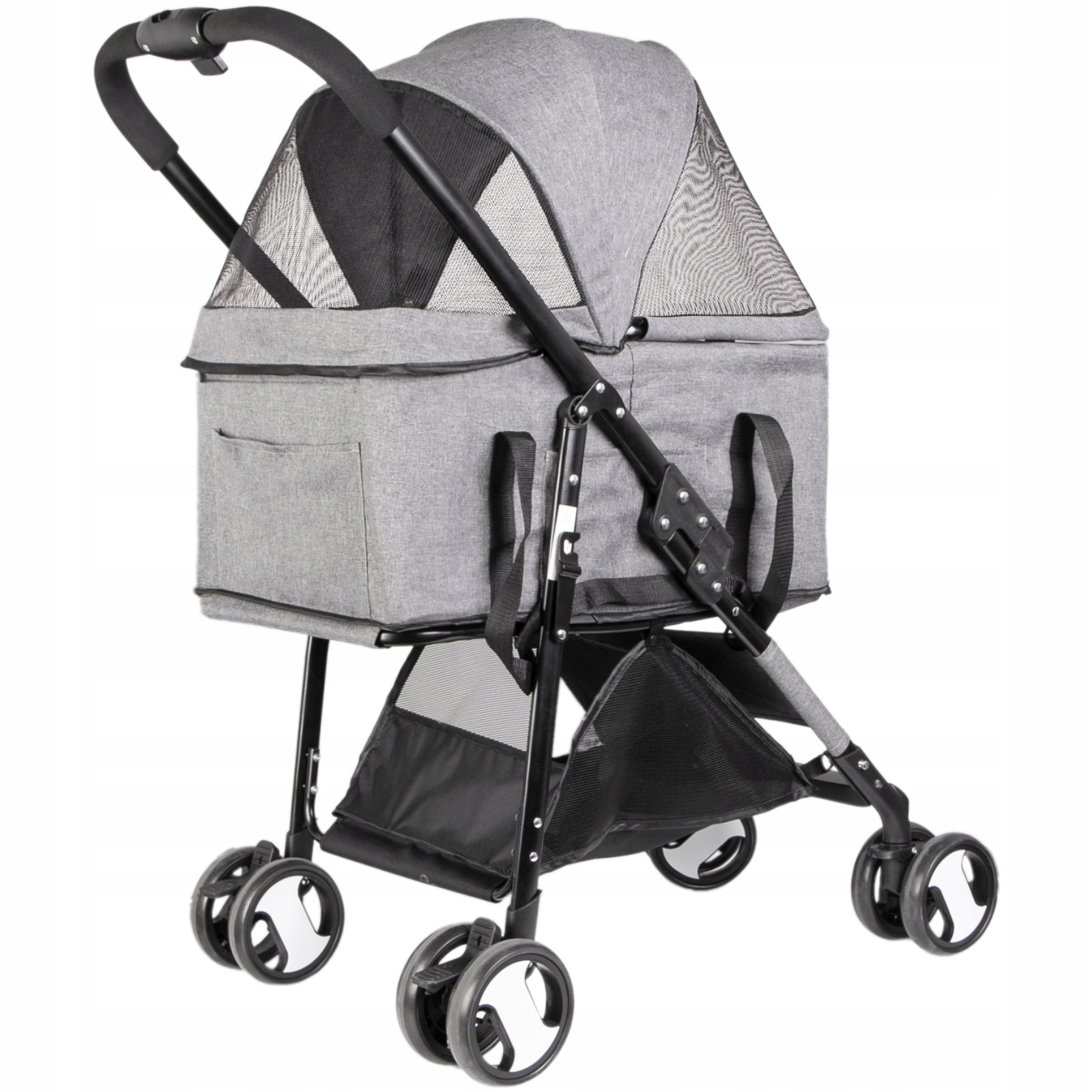Levně 2V1 Exkluzivní Kočárek S Transportérem Pro Psa Kočku, Maximální Pohodlí, Šedý