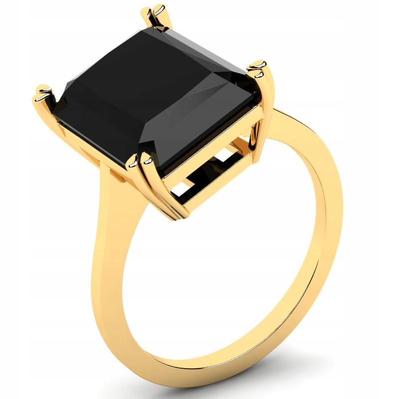 

Pierścionek Złoty Z Czarną Cyrkonią 12X10MM