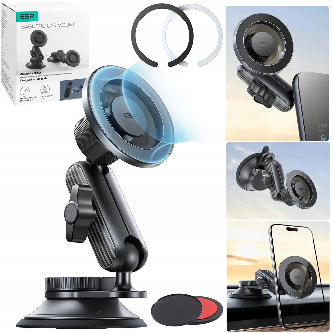 Držák telefonu do auta, Esr na kokpit, sklo, displej