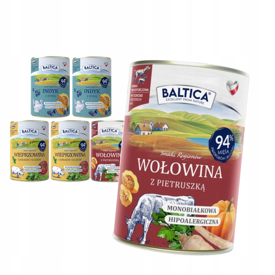 Levně Baltica 6x400g Monoproteinové Vlhké Krmivo Hovězí a Krůtí Krůta