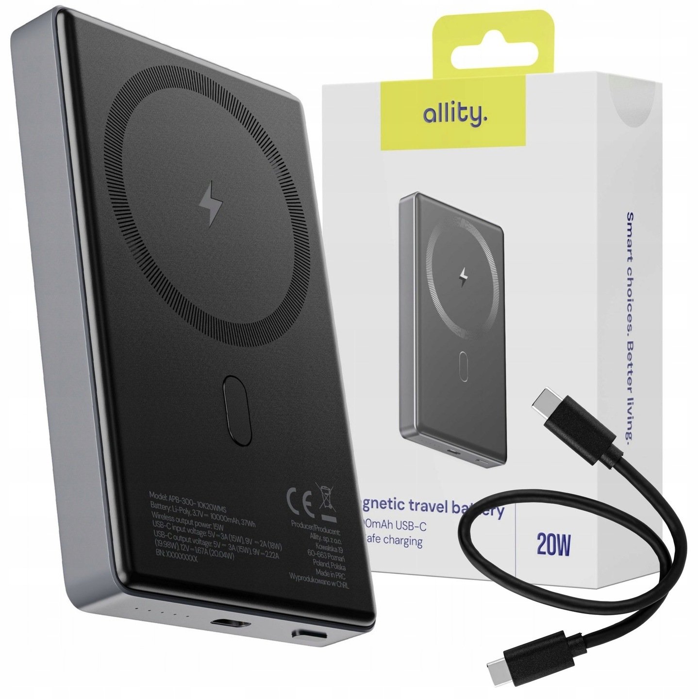 Powerbanka MagSafe Indukční Bezdrátová Magnetická 10000mAh Silný+KABEL