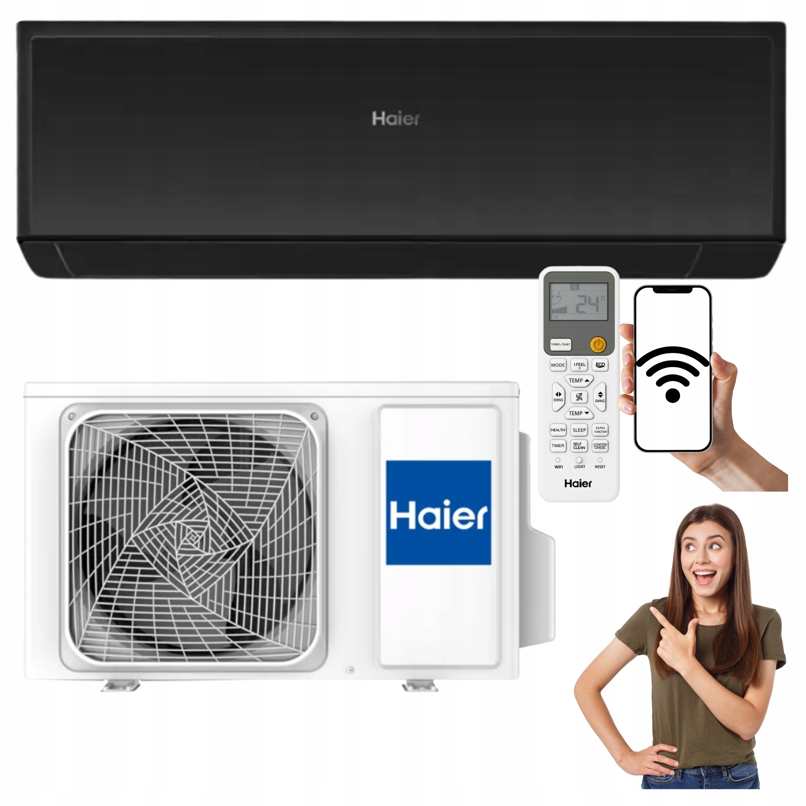 Nástenný klimatizátor s WiFi Haier Revive Plus 3.5 kW Čierny 40 m Výkonný