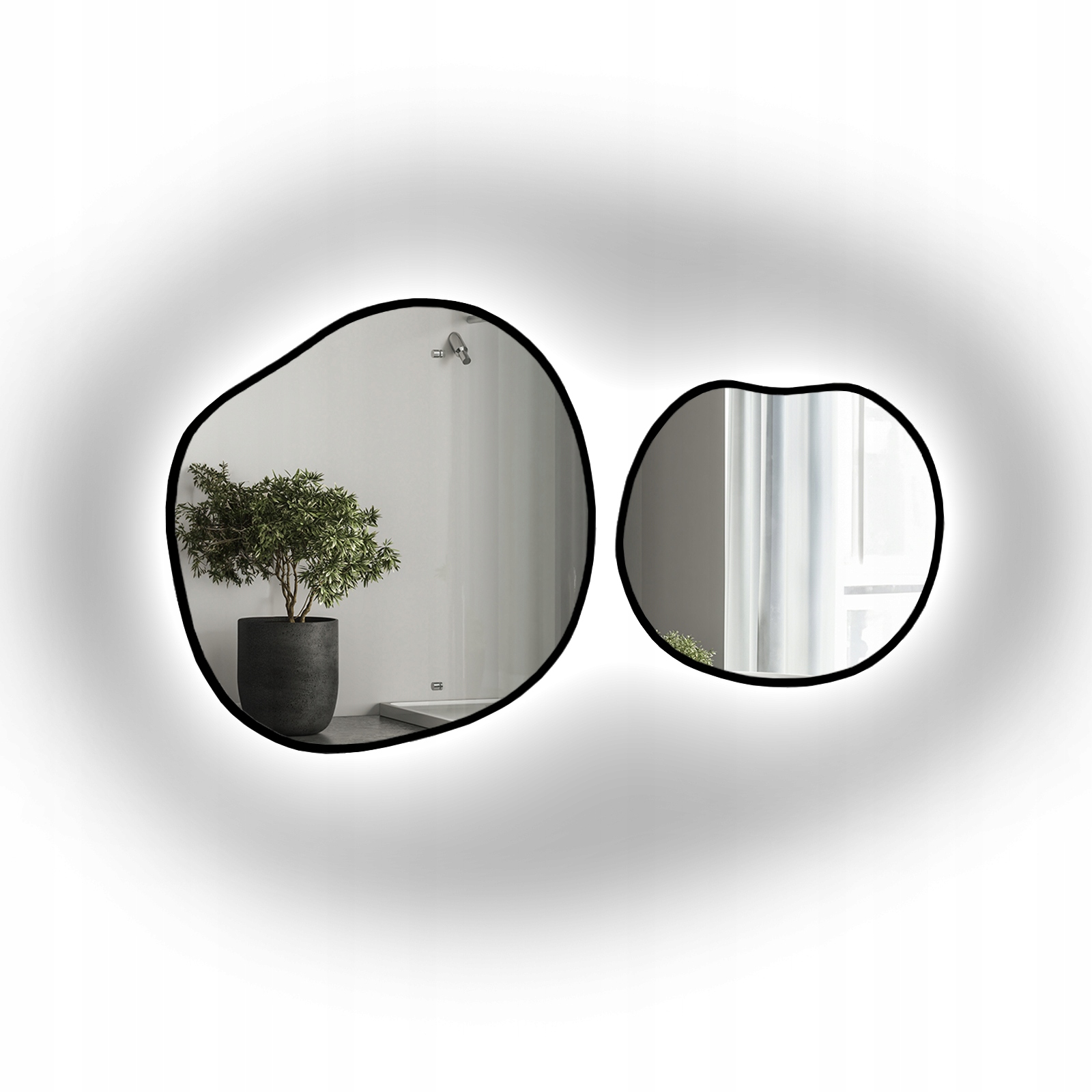 Sada dvou organických Led zrcadel Sodalit v rámu Mdf 140x79 Cm